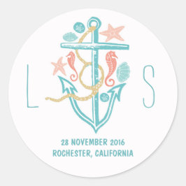 nautische schattige moderne bruiloft stickers