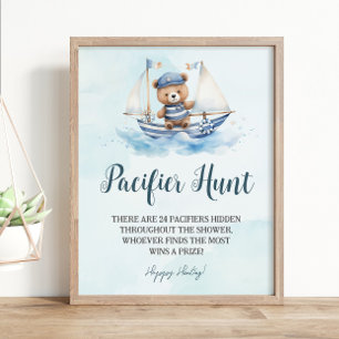 Nautische Schattige Sailor Teddy Bear Fopspeen Hun Poster