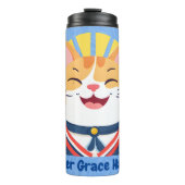 Nautische Schattigee kattencadeaus voor booteigena Thermosbeker (Voorkant)