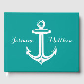 Nautische scheepsanker Blauwgroen bruiloft, Vrijge Gastenboek (Voorkant)