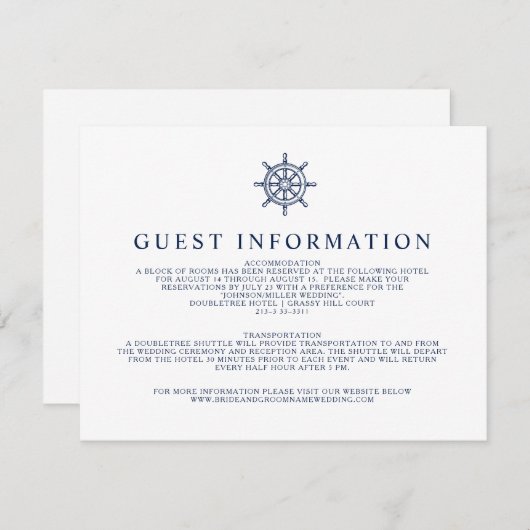  Nautische Scheepswiel Gastinformatie Informatiekaartje (Voorkant / Achterkant)