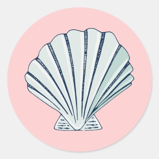 Nautische schelp ronde sticker (Voorkant)