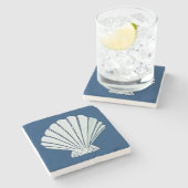 Nautische schelp stenen onderzetter (Zijkant)