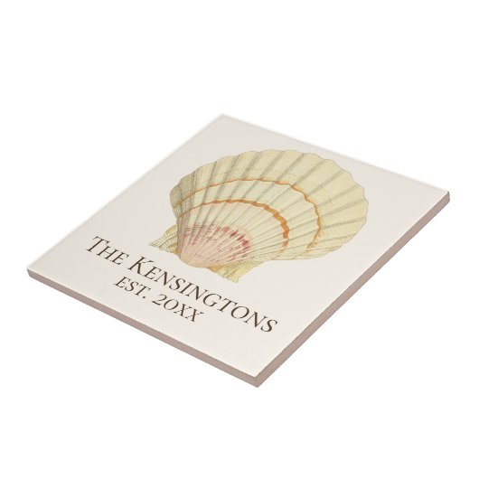  Nautische Schelp Zeeschelp Familienaam Tegeltje (Zijkant)