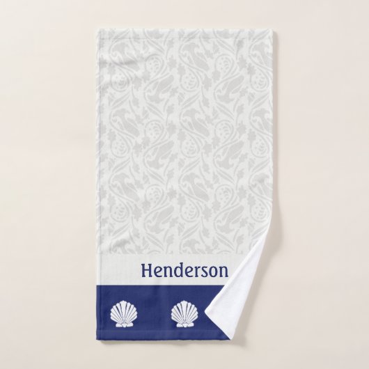 Nautische schelpen op Navy Badhanddoek Set Bad Handdoek (Handdoek)