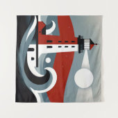 Nautische schemering in modernistische golven wandkleed (Voorkant (horizontaal))