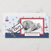 Nautische schepen Ahoy! geboorteaankondiging Aankondiging (Voorkant)