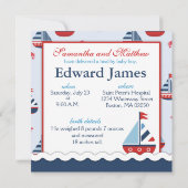 Nautische schepen Ahoy! Geboorteaankondiging SQ Kaart (Achterkant)