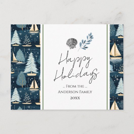 Nautische schepen Kerstmis Groeten Briefkaart (Voorkant)