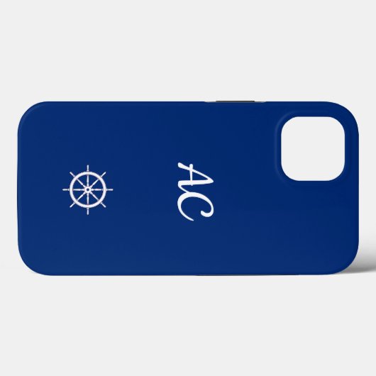 Nautische Schepen Wiel Blauw+Wit (Personaliseer) Case-Mate iPhone Case (Achterkant (horizontaal))
