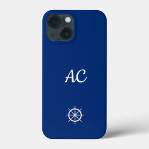 Nautische Schepen Wiel Blauw+Wit (Personaliseer) Case-Mate iPhone Case