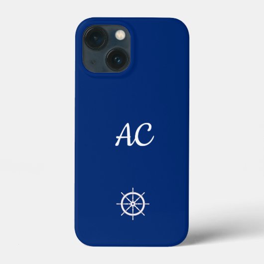 Nautische Schepen Wiel Blauw+Wit (Personaliseer) Case-Mate iPhone Case (Achterkant)