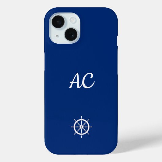 Nautische Schepen Wiel Blauw+Wit (Personaliseer) Case-Mate iPhone Case (Achterkant)
