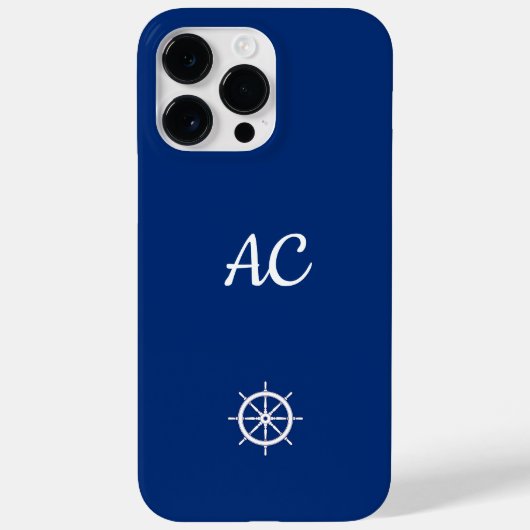 Nautische Schepen Wiel Blauw+Wit (Personaliseer) Case-Mate iPhone Case (Achterkant)