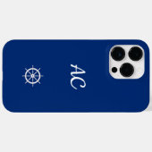 Nautische Schepen Wiel Blauw+Wit (Personaliseer) Case-Mate iPhone Case (Achterkant (horizontaal))