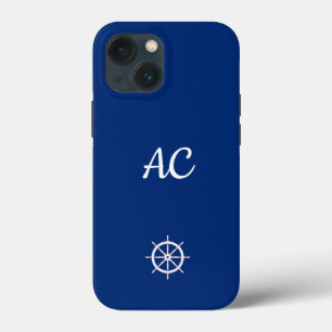 Nautische Schepen Wiel Blauw+Wit (Personaliseer) Case-Mate iPhone Case