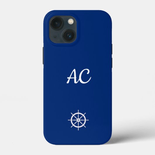 Nautische Schepen Wiel Blauw+Wit (Personaliseer) Case-Mate iPhone Case (Achterkant)