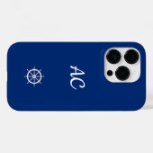 Nautische Schepen Wiel Blauw+Wit (Personaliseer) Case-Mate iPhone Case (Achterkant (horizontaal))