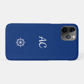 Nautische Schepen Wiel Blauw+Wit (Personaliseer) Case-Mate iPhone Case (Achterkant (horizontaal))