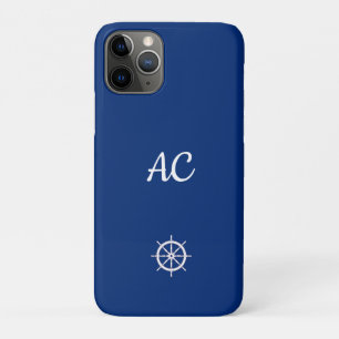 Nautische Schepen Wiel Blauw+Wit (Personaliseer) Case-Mate iPhone Case