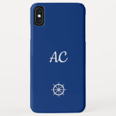 Nautische Schepen Wiel Blauw+Wit (Personaliseer) Case-Mate iPhone Case (Achterkant)