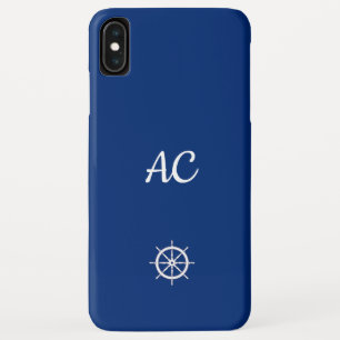 Nautische Schepen Wiel Blauw+Wit (Personaliseer) Case-Mate iPhone Case