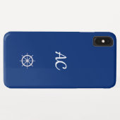 Nautische Schepen Wiel Blauw+Wit (Personaliseer) Case-Mate iPhone Case (Achterkant (horizontaal))