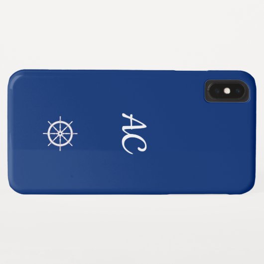 Nautische Schepen Wiel Blauw+Wit (Personaliseer) Case-Mate iPhone Case (Achterkant (horizontaal))