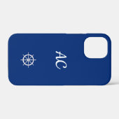 Nautische Schepen Wiel Blauw+Wit (Personaliseer) Case-Mate iPhone Case (Achterkant (horizontaal))