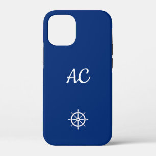 Nautische Schepen Wiel Blauw+Wit (Personaliseer) Case-Mate iPhone Case