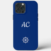 Nautische Schepen Wiel Blauw+Wit (Personaliseer) Case-Mate iPhone Case (Achterkant)