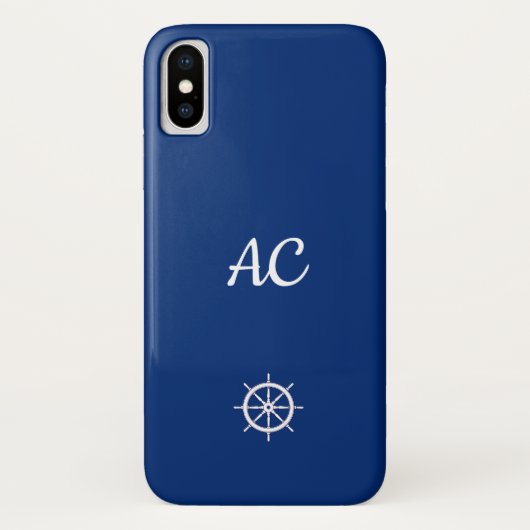 Nautische Schepen Wiel Blauw+Wit (Personaliseer) Case-Mate iPhone Case (Achterkant)