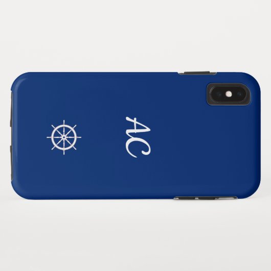 Nautische Schepen Wiel Blauw+Wit (Personaliseer) Case-Mate iPhone Case (Achterkant (horizontaal))
