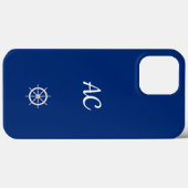 Nautische Schepen Wiel Blauw+Wit (Personaliseer) Case-Mate iPhone Case (Achterkant (horizontaal))
