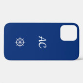 Nautische Schepen Wiel Blauw+Wit (Personaliseer) Case-Mate iPhone Case (Achterkant (horizontaal))