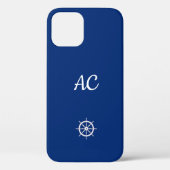 Nautische Schepen Wiel Blauw+Wit (Personaliseer) Case-Mate iPhone Case (Achterkant)