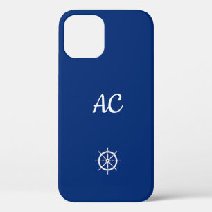 Nautische Schepen Wiel Blauw+Wit (Personaliseer) Case-Mate iPhone Case