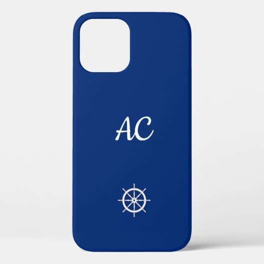 Nautische Schepen Wiel Blauw+Wit (Personaliseer) Case-Mate iPhone Case (Achterkant)