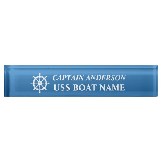 Nautische Schepen Wiel Helm met Kapitein en Boot Naambordje (Voorkant)