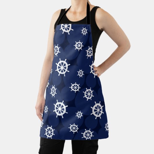 Nautische Schepen Wielen Marine Blauw en Wit Patro Schort (Insitu)