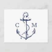 Nautische Schets Anker Witte Maaltijd Keuze RSVP Uitnodiging Briefkaart (Voorkant)
