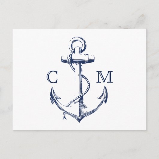 Nautische Schets Anker Witte Maaltijd Keuze RSVP Uitnodiging Briefkaart (Voorkant)