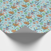 Nautische schildpadden Seagul zeesterren patroon Cadeaupapier (Hoek)