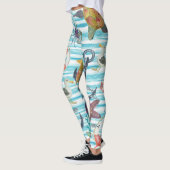 Nautische schildpadden Seagul zeesterren patroon Leggings (Links)