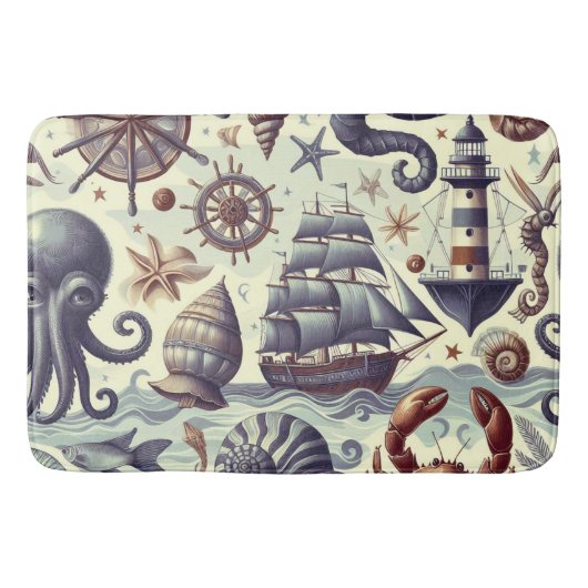  Nautische Sealife Illustratie Badmat (Voorkant)