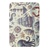  Nautische Sealife Illustratie Badmat (Voorkant Verticaal)