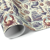  Nautische Sealife Illustratie Cadeaupapier (Rol Hoek)