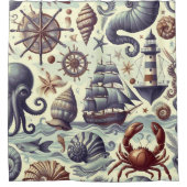  Nautische Sealife Illustratie Douchegordijn (Voorkant)
