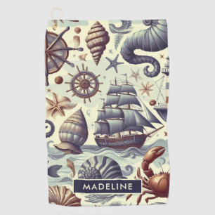 Nautische Sealife Illustratie Golfhanddoek