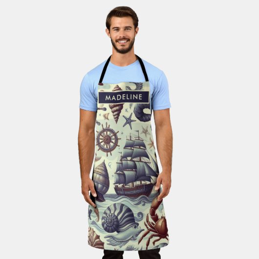  Nautische Sealife Illustratie Schort (Gedragen)